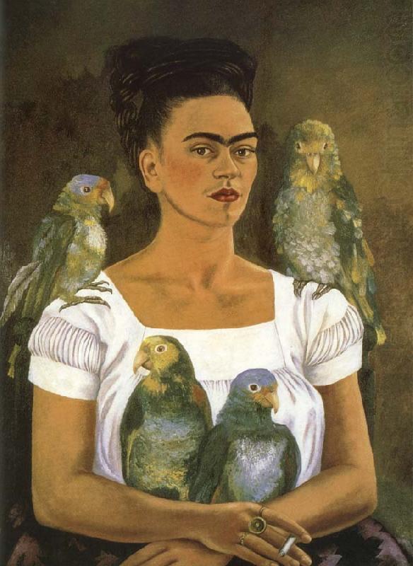 Frida Kahlo I and parrot china oil painting image